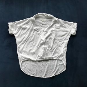 Lou & Grey‎ for Loft Faux Wrap White Blouse Popover